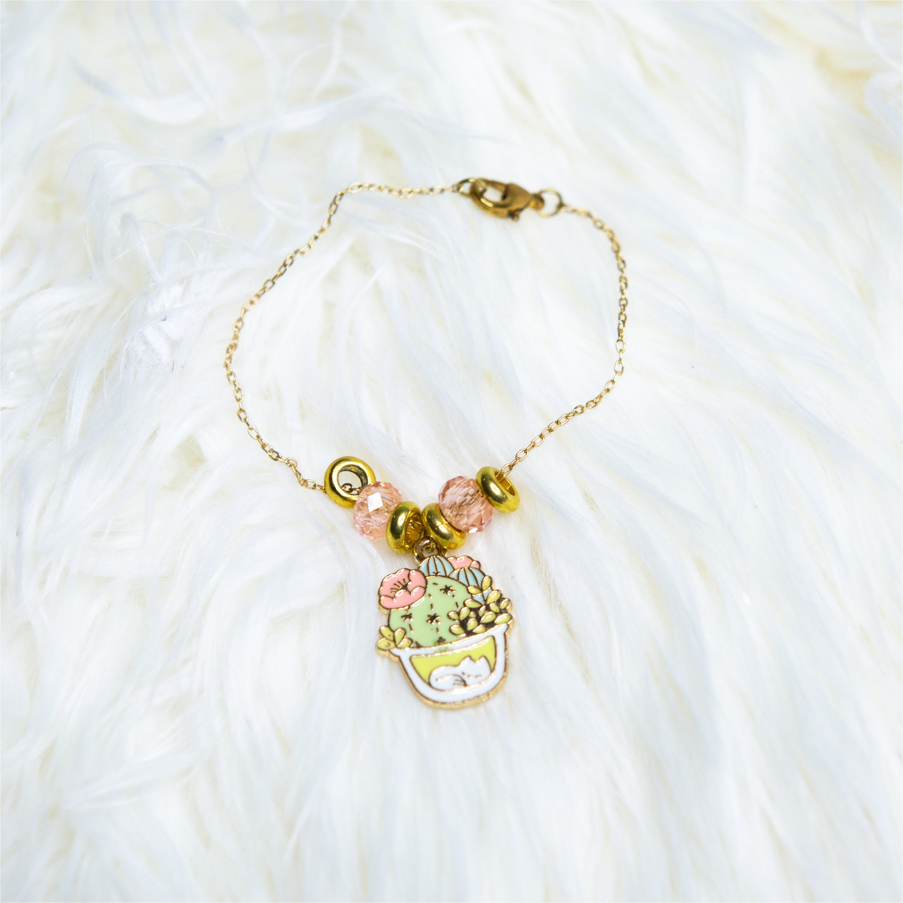 Sleeping Cat & Cactus necklace